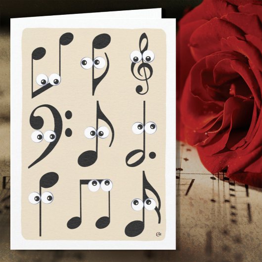 Carte Notes musicales à visage amusant Joyeux anniversai
