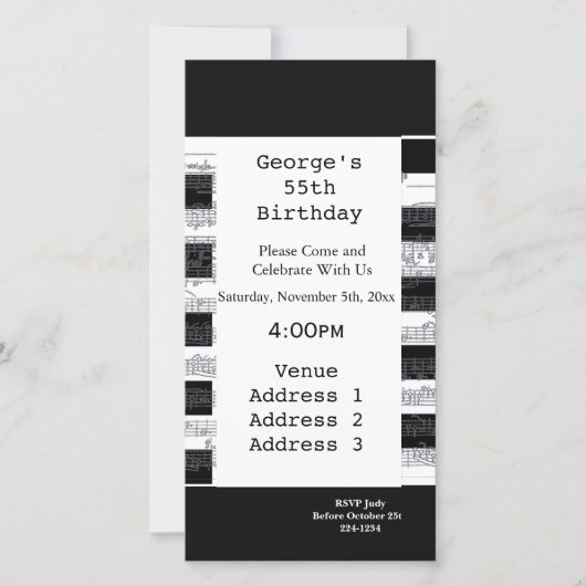 Carte Notes musicales Anniversaire (Devant)