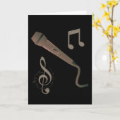 Carte Notes musicales de microphone à main Brown (Fleur jaune)