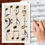 Carte Notes musicales Message de l'enseignant Merci<br><div class="desc">A funny music note design with a hand-painted look. Nine music notes with google eyes looking in different Directives. Thank your teacher for helping you learn to play an instrument or sing.</div>