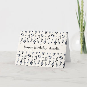 Carte Notes musicales mignonnes Motif Anniversaire