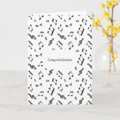 Carte Notes musicales noir et blanc (Fleur jaune)
