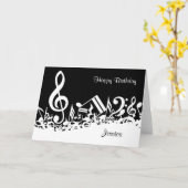 Carte Notes musicales personnalisées blanches mélangées  (Fleur jaune)