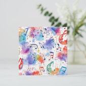 Carte Notes musicales torride aquarelle (Debout devant)