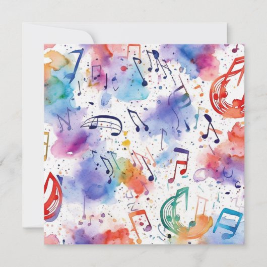 Carte Notes musicales torride aquarelle (Devant)