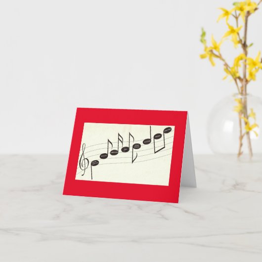 Carte Notes musicales vintages Noël (Fleur jaune)