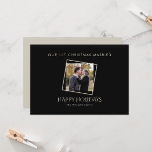 Carte Notre 1ère photo encadrée de Noël Mariée Noir & Ta
