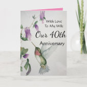 Carte Notre 40e anniversaire Ma femme avec un colibri am (Devant)