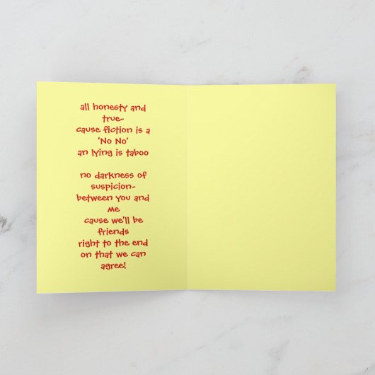 Carte "Notre amitié !" (Intérieur)