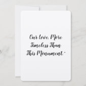 Carte Notre Amour, Plus Intemporel Que Ce Monument." (Dos)