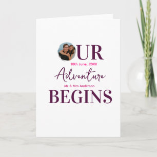 Carte notre aventure commence photo circulaire couple ma