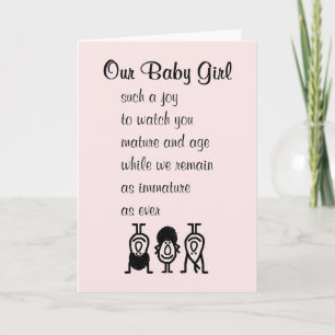 Carte Notre Bébée Fille Amusante Poème Anniversaire Pour