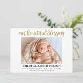Carte Notre Belle Bénédiction Bébé Naissance Elégant Or (Debout devant)