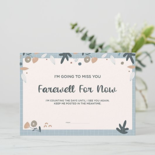 Carte Notre Boho Pastel Farewell Miss You Flat Card (Debout devant)