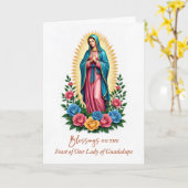 Carte Notre-Dame de Guadalupe Fête Bénédiction Marie (Fleur jaune)
