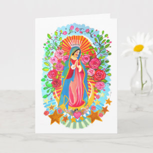 Carte Notre Dame de Guadalupe Simple Blanc Personnalisab