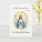 Carte Notre-Dame du Rosaire Paix et Bénédictions de Dieu (Fleur jaune)