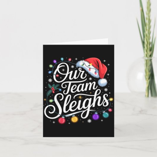 Carte Notre équipe dévale les lumières de Noël Chapeau r (Devant)