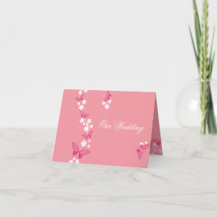 Carte Notre mariage - fleurs blanches et papillons