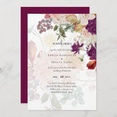 Carte NOTRE MARIAGE Plum Fall Floral Mariage Espagnol (Devant / Derrière)