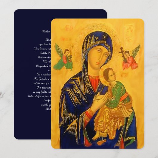 Carte Notre Mère aide perpétuelle avec la prière (Devant / Derrière)