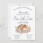 Carte Notre petite chère chère fille de bébé rose fleuri (Devant)