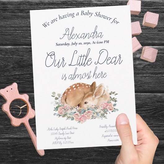 Carte Notre petite chère chère fille de bébé rose fleuri