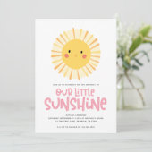 Carte Notre petite fête d'anniversaire de fille rose sol (Debout devant)