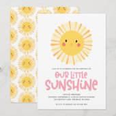 Carte Notre petite fête d'anniversaire de fille rose sol (Devant / Derrière)