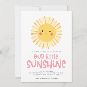 Carte Notre petite fête d'anniversaire de fille rose sol