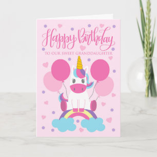 Carte Notre petite-fille Licorne Sur Arc-en-ciel Anniver