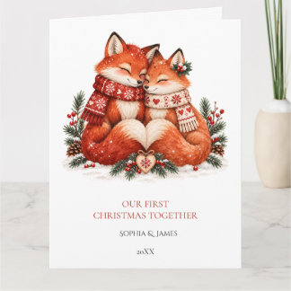 Carte Notre premier Noël ensemble Nordic Fox Couple