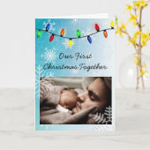 Carte Notre premier Noël, papa et enfant personnalisés (Fleur jaune)