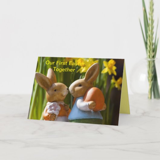 CARTE NOTRE PREMIER PÂQUES ENSEMBLE COUPLE DE LAPINS (Devant)