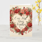 Carte Notre première année ensemble Vintage Style Roses (Fleur jaune)