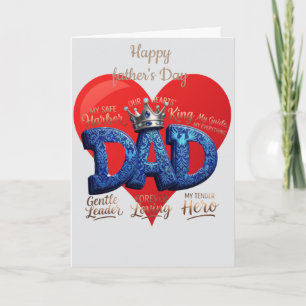 Carte Notre roi à coeur Papa personnalisé