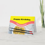 Carte Nouilles Ramen personnalisées Paquet amusant Anniv<br><div class="desc">Cette drôle de carte de voeux est parfaite pour créer une carte personnalisée pour les anniversaires et autres occasions. Il a l'air d'un paquet de nouilles ramen. Les graphismes jaune et rouge sont prêts à être customisés avec votre propre salutation et nom pour créer des cartes personnalisées pour les anniversaires...</div>