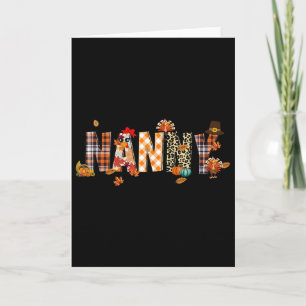 Carte Nounou Dinde Rétro Automne Leopard Thanksgiving