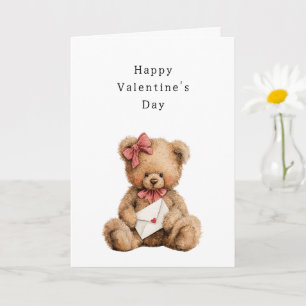 Carte Nounours avec noeud papillon Saint-Valentin