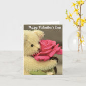Carte Nounours avec rose pour la Saint‑Valentin (Fleur jaune)