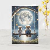 Carte Nounours de l'anniversaire sur une aile (Fleur jaune)