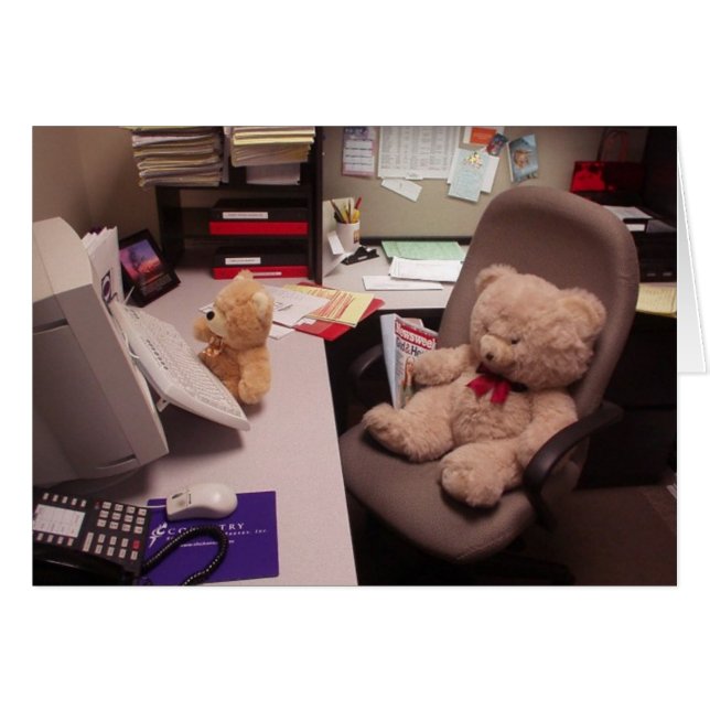 Carte Nounours de travail dur (Devant horizontal)