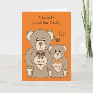 Carte Nounours en peluche aime toi papa orange et marron