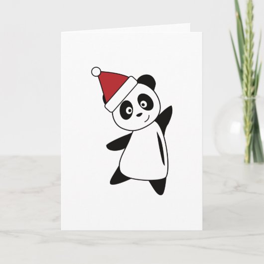 Carte Nounours en peluche Panda Noël Animaux mignons pou (Devant)