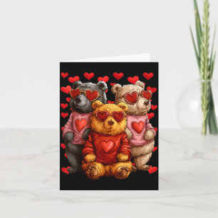 Carte Nounours ours avec des lunettes de soleil cœur pou