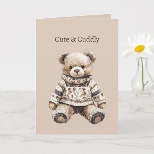 Carte Nounours Ours en Peluche (Petite plante)