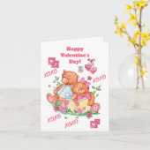 Carte Nounours Oursons Câlins Bisous (Fleur jaune)