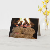 Carte nounours par cheminée (Fleur jaune)