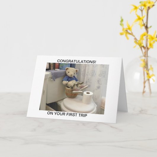 Carte Nounours sur le pot (Fleur jaune)