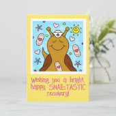 Carte Nourriture D'Escargot Mignonne Se Bien Bientôt (Debout devant)